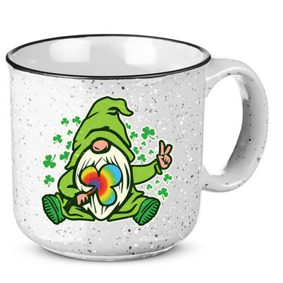 Funny Vintage St Patrick's Day Peace Love Leprechaun Gnome 15oz Campfire Ceramic Mug
