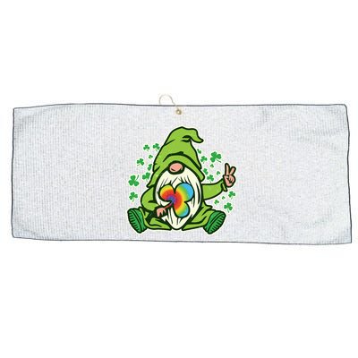 Funny Vintage St Patrick's Day Peace Love Leprechaun Gnome Large Microfiber Waffle Golf Towel