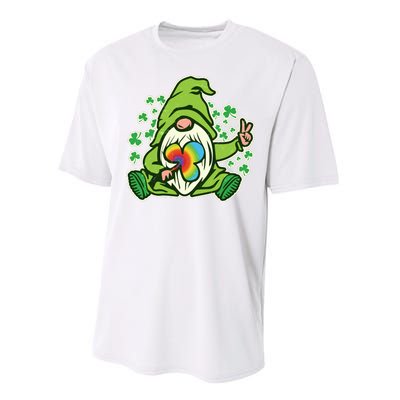 Funny Vintage St Patrick's Day Peace Love Leprechaun Gnome Performance Sprint T-Shirt