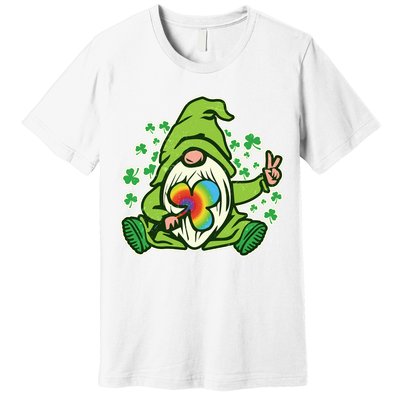 Funny Vintage St Patrick's Day Peace Love Leprechaun Gnome Premium T-Shirt