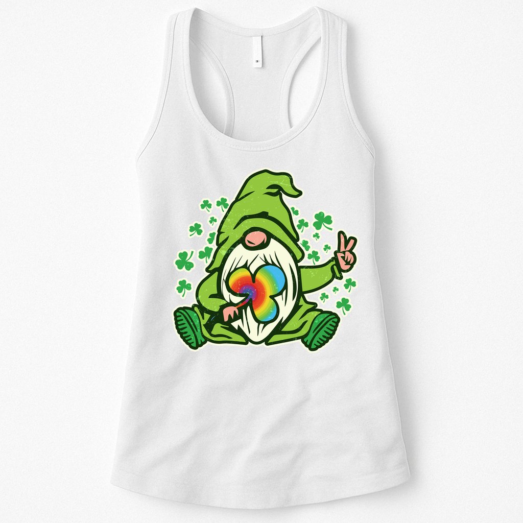 Funny Vintage St Patrick's Day Peace Love Leprechaun Gnome Womens Tank Top