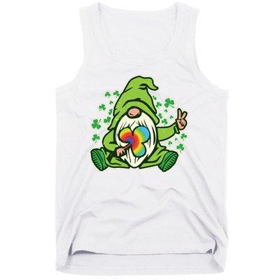 Funny Vintage St Patrick's Day Peace Love Leprechaun Gnome Tank Top