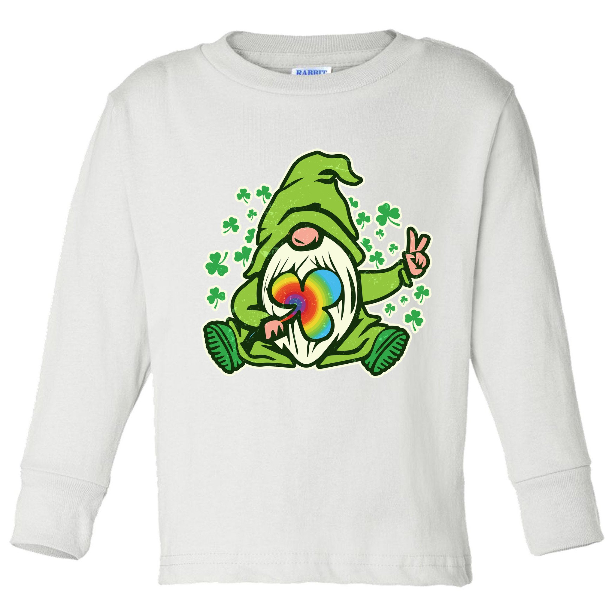 Funny Vintage St Patrick's Day Peace Love Leprechaun Gnome Toddler Long Sleeve Shirt