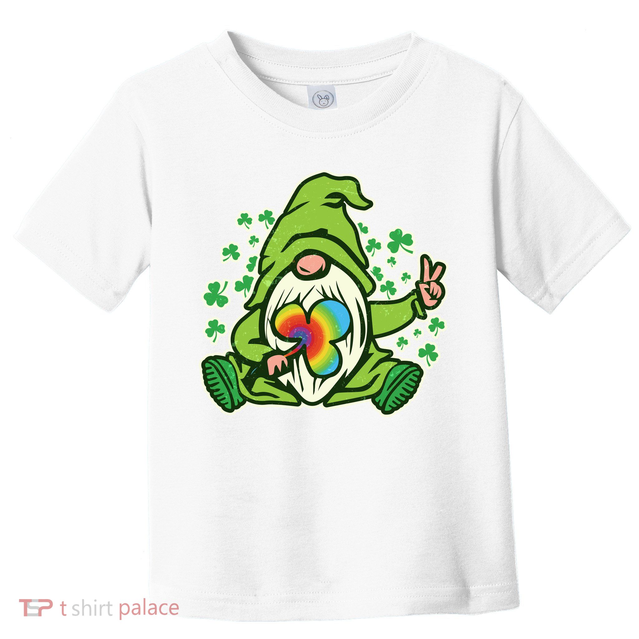 Funny Vintage St Patrick's Day Peace Love Leprechaun Gnome Toddler T-Shirt
