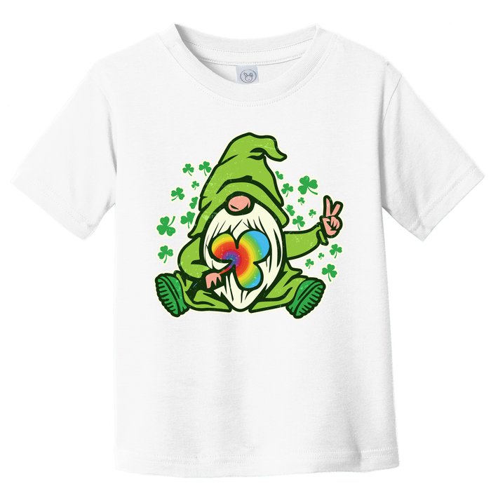 Funny Vintage St Patrick's Day Peace Love Leprechaun Gnome Toddler T-Shirt