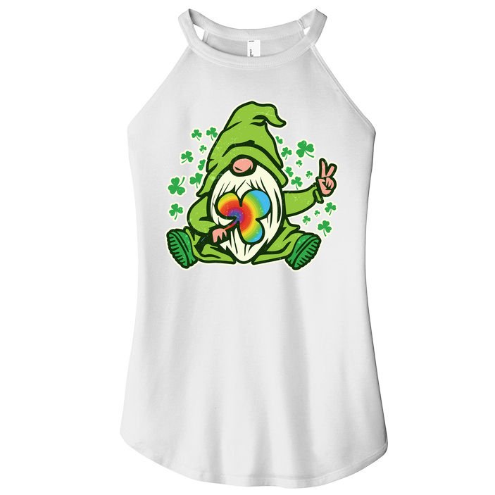 Funny Vintage St Patrick's Day Peace Love Leprechaun Gnome Women's Perfect Tri Rocker Tank
