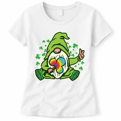 Funny Vintage St Patrick's Day Peace Love Leprechaun Gnome Womens T-Shirt