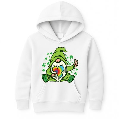 Funny Vintage St Patrick's Day Peace Love Leprechaun Gnome Kids Hoodie