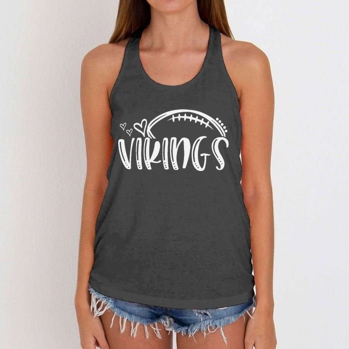 Football Vikings School Sports Fan Team Spirit Women's Knotted Racerback Tank