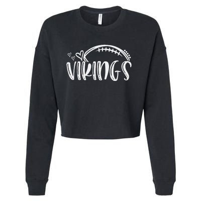 Football Vikings School Sports Fan Team Spirit Cropped Pullover Crew