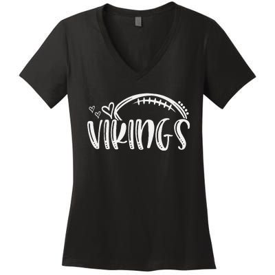 Football Vikings School Sports Fan Team Spirit Women's V-Neck T-Shirt