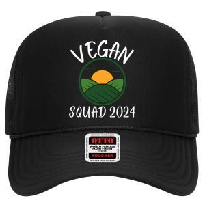 Funny Vegan Squad Vegetarian Veganism Diet Men Women Funny Vegan High Crown Mesh Back Trucker Hat