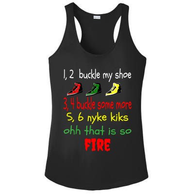 Funny Viral Song 1 2 Buckle My Shoe Ladies PosiCharge Competitor Racerback Tank