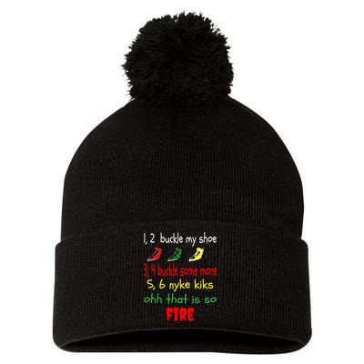 Funny Viral Song 1 2 Buckle My Shoe Pom Pom 12in Knit Beanie