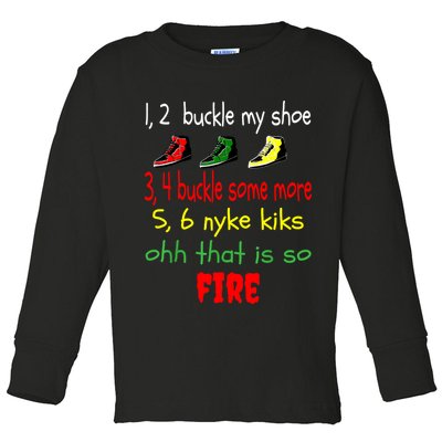 Funny Viral Song 1 2 Buckle My Shoe Toddler Long Sleeve Shirt