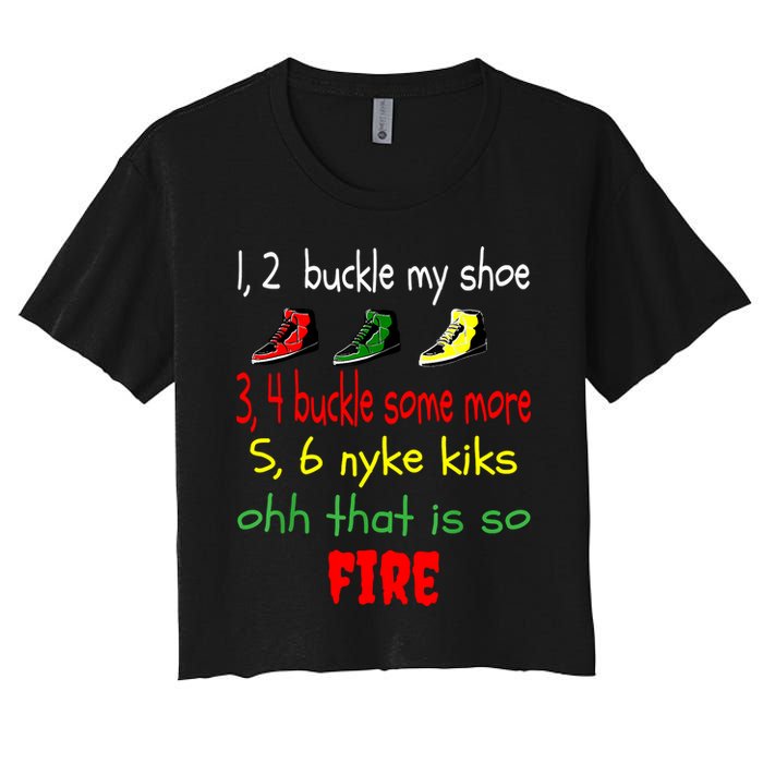 Funny Viral Song 1 2 Buckle My Shoe Women's Crop Top Tee