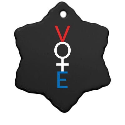 Feminist Vote Shirt Red White Blue Voting Election Ceramic Star Ornament