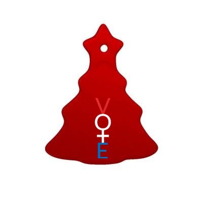 Feminist Vote Shirt Red White Blue Voting Election Ceramic Tree Ornament