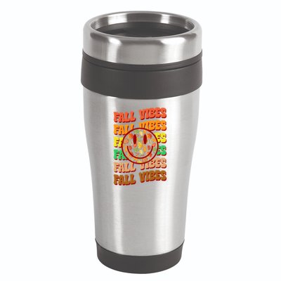 Falls Vibes Smile Face Retro Colorful 16oz Travel Tumbler