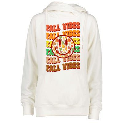 Falls Vibes Smile Face Retro Colorful Womens Funnel Neck Pullover Hood