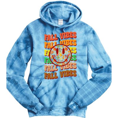 Falls Vibes Smile Face Retro Colorful Tie Dye Hoodie