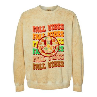 Falls Vibes Smile Face Retro Colorful Colorblast Crewneck Sweatshirt