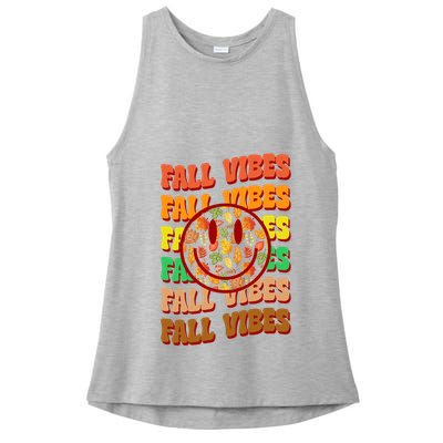 Falls Vibes Smile Face Retro Colorful Ladies PosiCharge Tri-Blend Wicking Tank