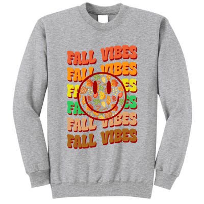 Falls Vibes Smile Face Retro Colorful Tall Sweatshirt