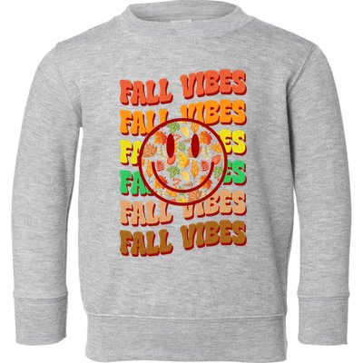 Falls Vibes Smile Face Retro Colorful Toddler Sweatshirt
