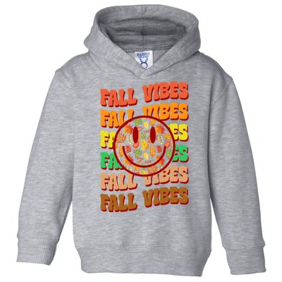 Falls Vibes Smile Face Retro Colorful Toddler Hoodie