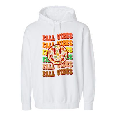 Falls Vibes Smile Face Retro Colorful Garment-Dyed Fleece Hoodie
