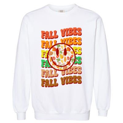 Falls Vibes Smile Face Retro Colorful Garment-Dyed Sweatshirt