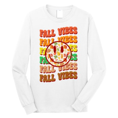 Falls Vibes Smile Face Retro Colorful Long Sleeve Shirt
