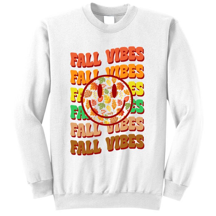 Falls Vibes Smile Face Retro Colorful Sweatshirt