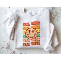 Falls Vibes Smile Face Retro Colorful Sweatshirt