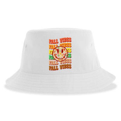 Falls Vibes Smile Face Retro Colorful Sustainable Bucket Hat