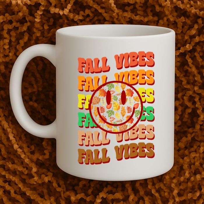 Falls Vibes Smile Face Retro Colorful Mug