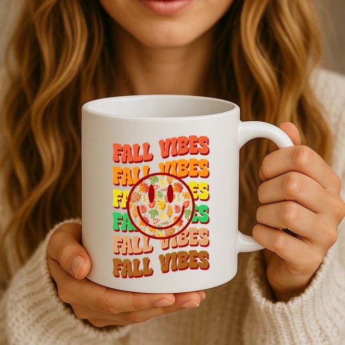 Falls Vibes Smile Face Retro Colorful Mug
