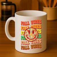 Falls Vibes Smile Face Retro Colorful Mug
