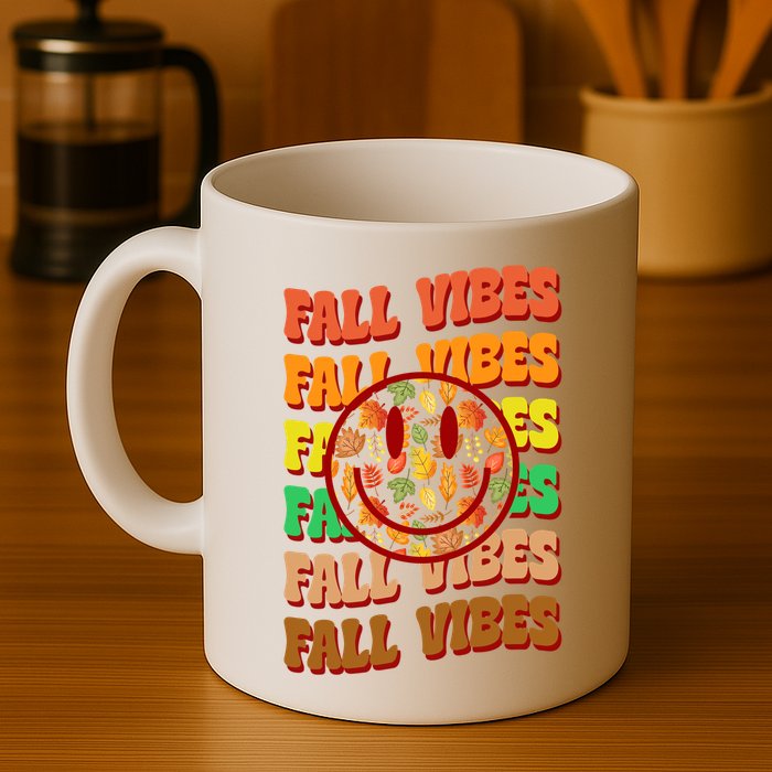 Falls Vibes Smile Face Retro Colorful Mug