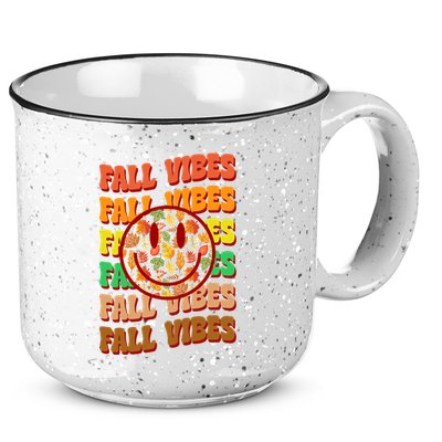 Falls Vibes Smile Face Retro Colorful 15oz Campfire Ceramic Mug