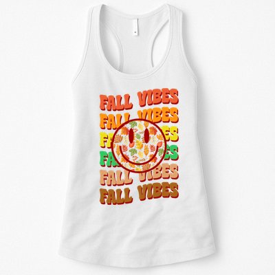 Falls Vibes Smile Face Retro Colorful Womens Tank Top