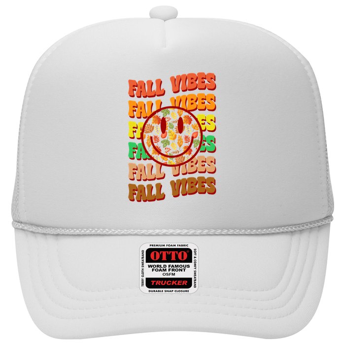 Falls Vibes Smile Face Retro Colorful Trucker Hat