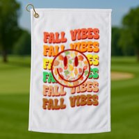 Falls Vibes Smile Face Retro Colorful Golf Towel