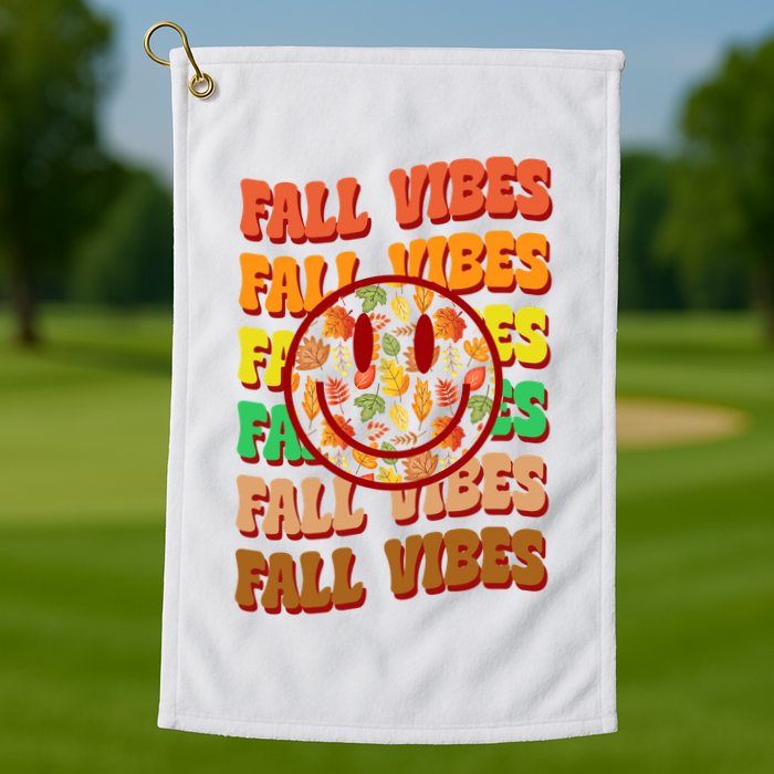 Falls Vibes Smile Face Retro Colorful Golf Towel
