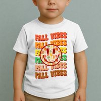 Falls Vibes Smile Face Retro Colorful Toddler T-Shirt