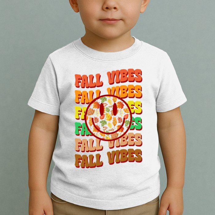 Falls Vibes Smile Face Retro Colorful Toddler T-Shirt
