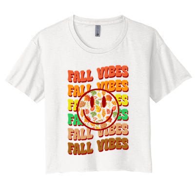 Falls Vibes Smile Face Retro Colorful Crop Top