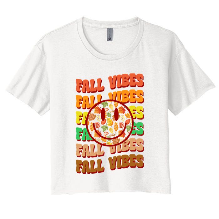 Falls Vibes Smile Face Retro Colorful Crop Top