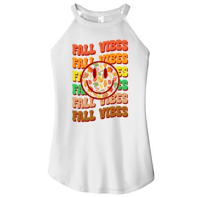 Falls Vibes Smile Face Retro Colorful Women's Perfect Tri Rocker Tank